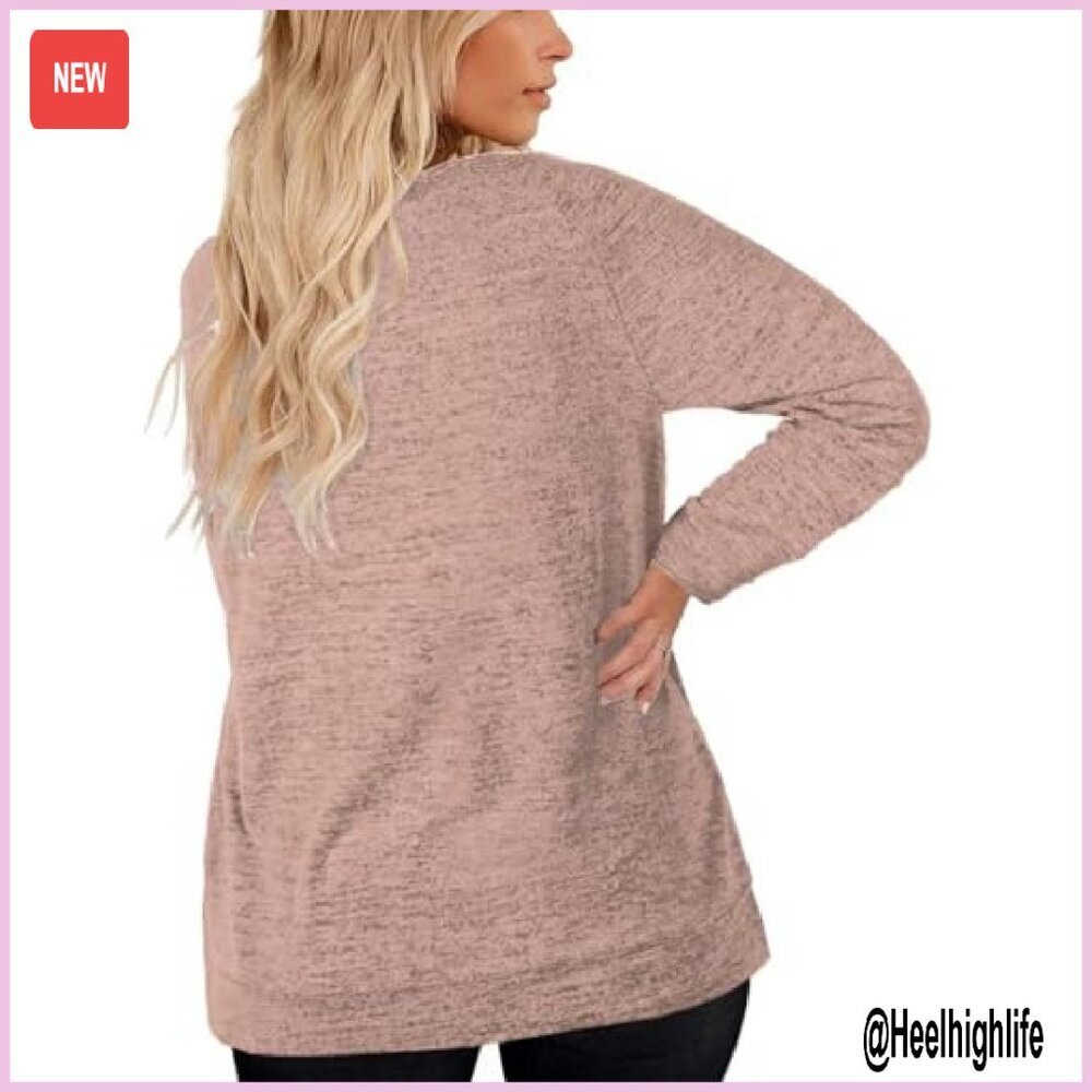 Plus Size Long Sleeve Crewneck Sweatshirt Tunic XL-4XL Soft Casual - Picture 5 of 8